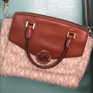 Michael Kors Large Logo and Leather Satchel